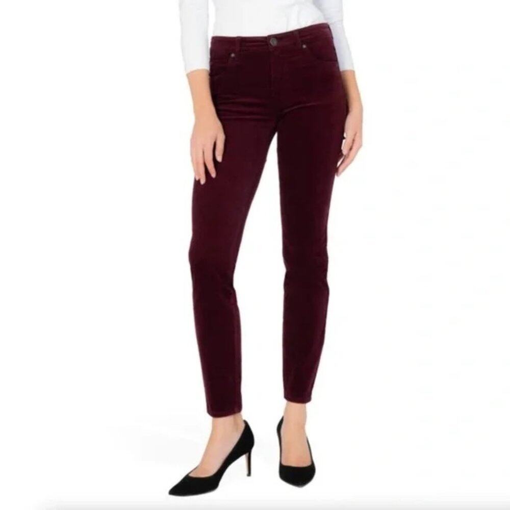 Kut from the Kloth Diana Stretch Corduroy Skinny Pants Burgundy Size 4P